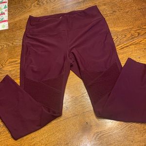 Avia Burgundy High Rise Mesh Panel Active Leggings